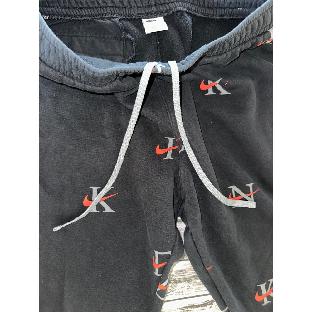 Nike Sportswear Club AOP Fleece Joggers Men large Black Red Gray Swoosh Pants - Picture 7 of 11